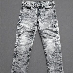 SouthPole Men's Gray Ribbed Knee Skinny Jeans y2k Skater 30x32